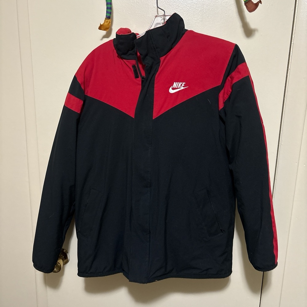 Nike Black and Red Performance Jacket with Chevron Design